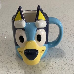 Blue Cartoon Dog Ceramic Coffee Mug - Novelty Animal Face Mug